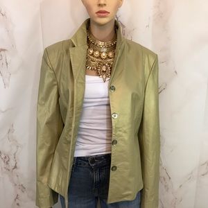 Gold  Metallic Vintage Leather Jacket
